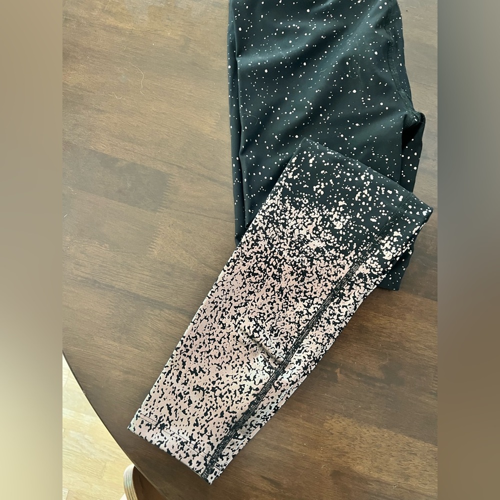 Beyond Yoga Black Leggings with Silvery/champagne speckles